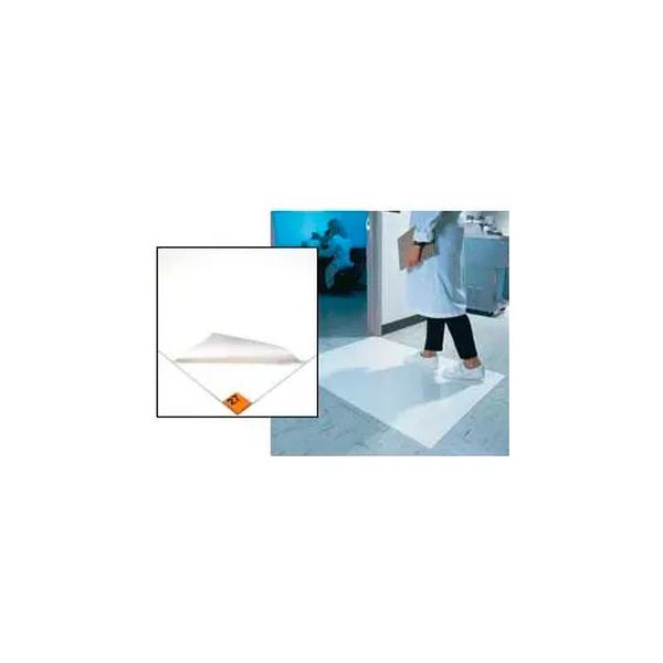 Disposable Tacky Mat, Polyethylene Film, 0.3970mm Thick, 36 in W x 45 in L, White, 30, 4 PK