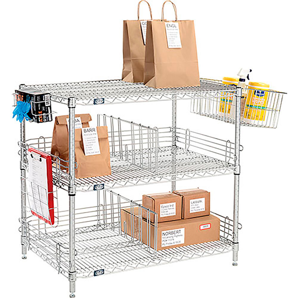 Picture of Global Industrial TG24303C Nexel 3 Shelf Chrome To Go Wire Shelving Unit - 30 x 24 x 34 in.