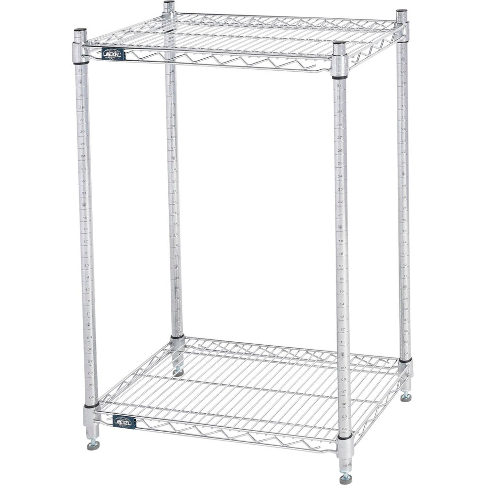 Global Industrial 18243ESD2 Nexel 2 Shelf Chrome ESD Wire Shelving Unit Starter - 24 x 18 x 34 in.