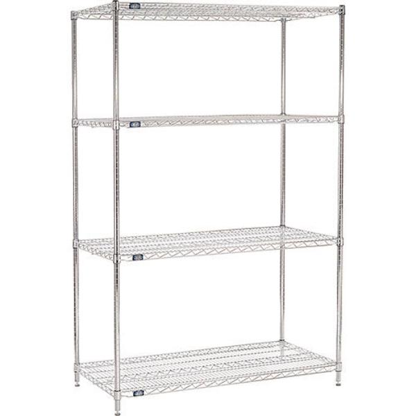 Global Industrial 21245ESD Nexel 4 Shelf Chrome ESD Wire Shelving Unit Starter - 24 x 21 x 54 in.