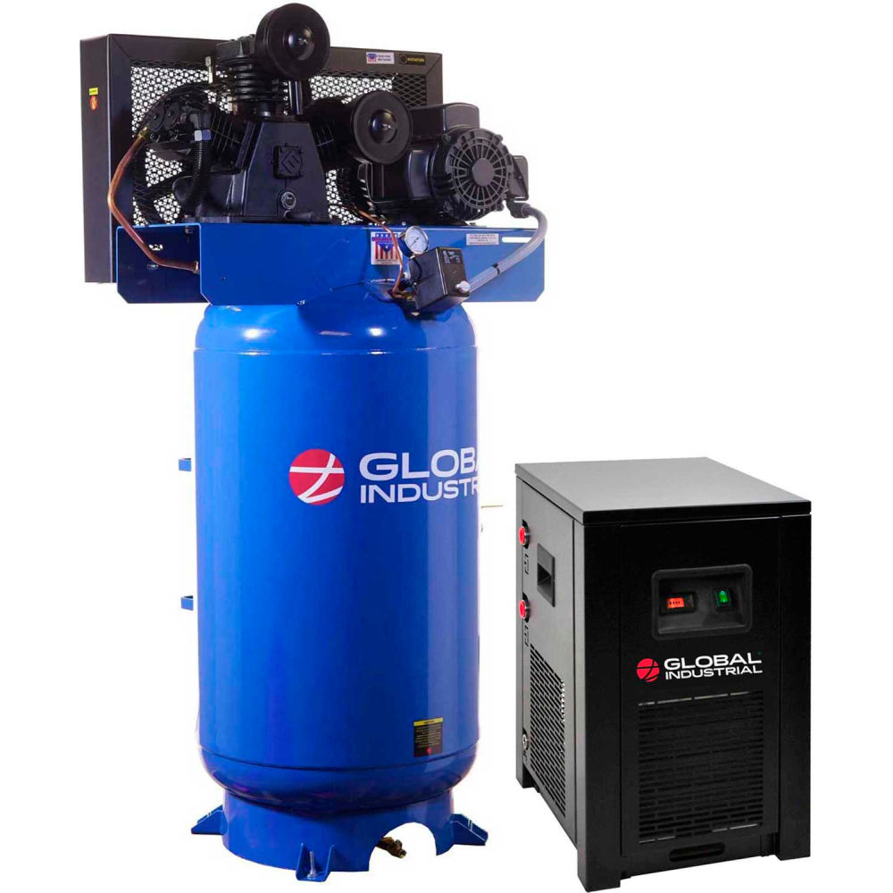 Global Industrial 133681 Two Stage Piston Air Compressor with Dryer 5 HP 80 gal 1 Phase 230V -  GLOBAL INDUSTRIES