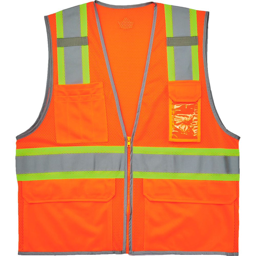 B3113080 GloWear 8246Z-S Two-Tone Mesh Hi-Vis Safety Vest - Class 2 Single Size, Orange - 4XL