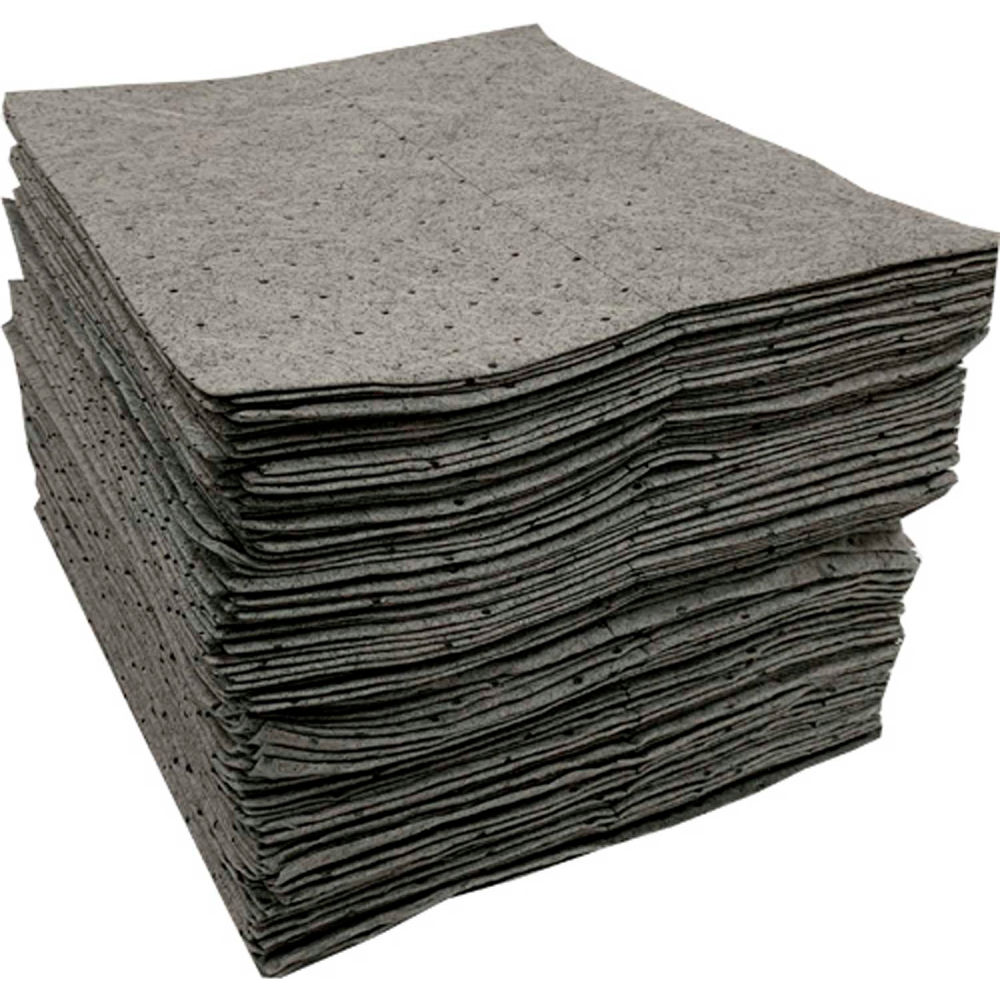 Global Industrial 670630 15 x 18 in. Universal Sorbent Pads Lightweight, Gray - Pack of 200