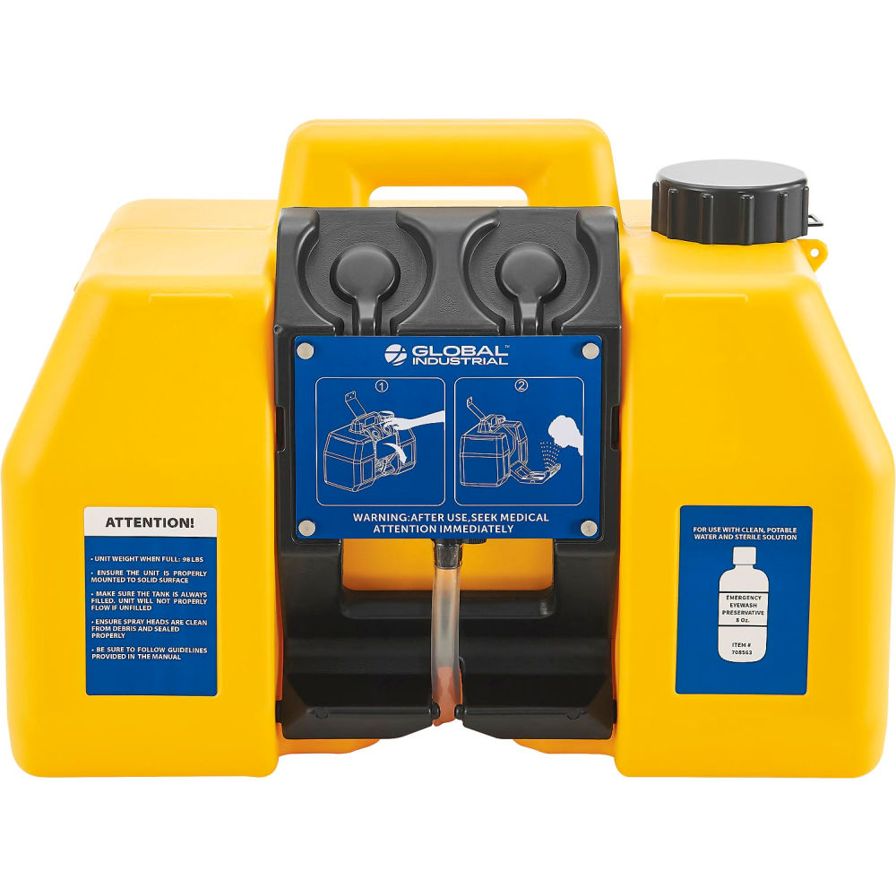 Global Industrial 708606 Gravity Fed Portable Eyewash Station 9 gal