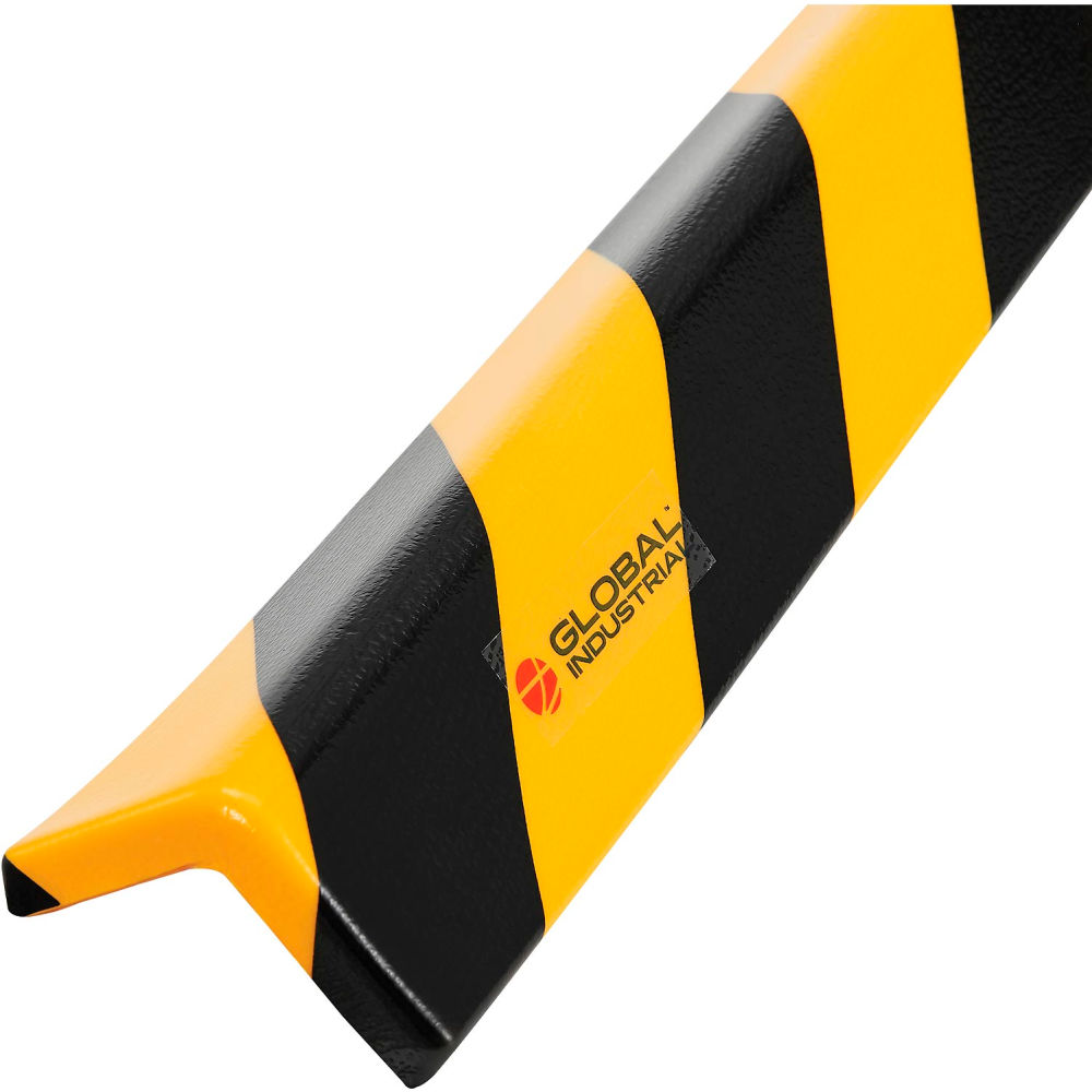 Global Industrial 670667 90 deg Flat Corner Bumper Guard Type H, Black & Yellow - 39.375 in.