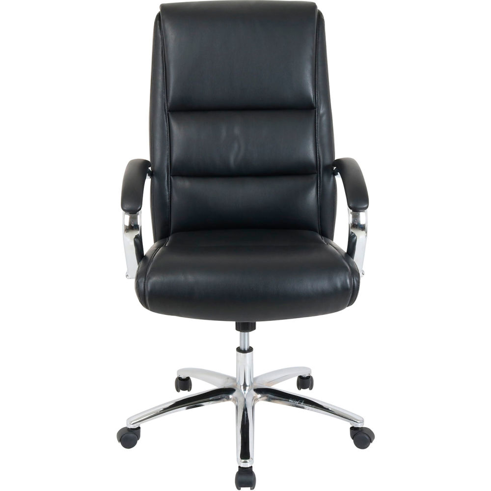 Global Industrial 695611BK-AM Interion Protective Bonded Leather Modern Comfort Executive Chair, Black