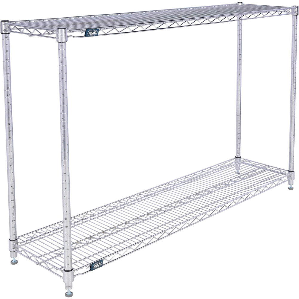 Global Industrial 18543ESD2 Nexel 2 Shelf Chrome ESD Wire Shelving Unit Starter - 54 x 18 x 34 in.