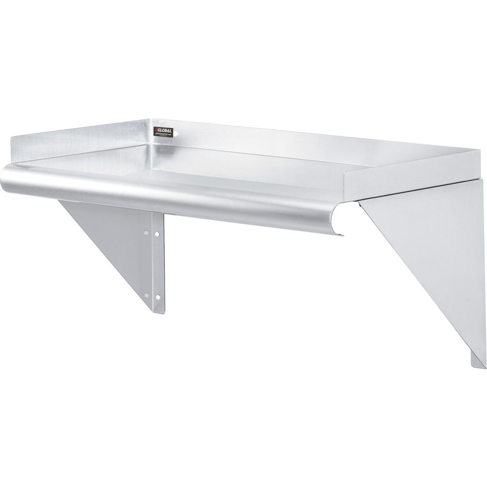 Global Industrial 493626 Wall Mount Shelf with 1.5 in. Lip 18 Gauge 430 Stainless Steel 24 x 12 in.