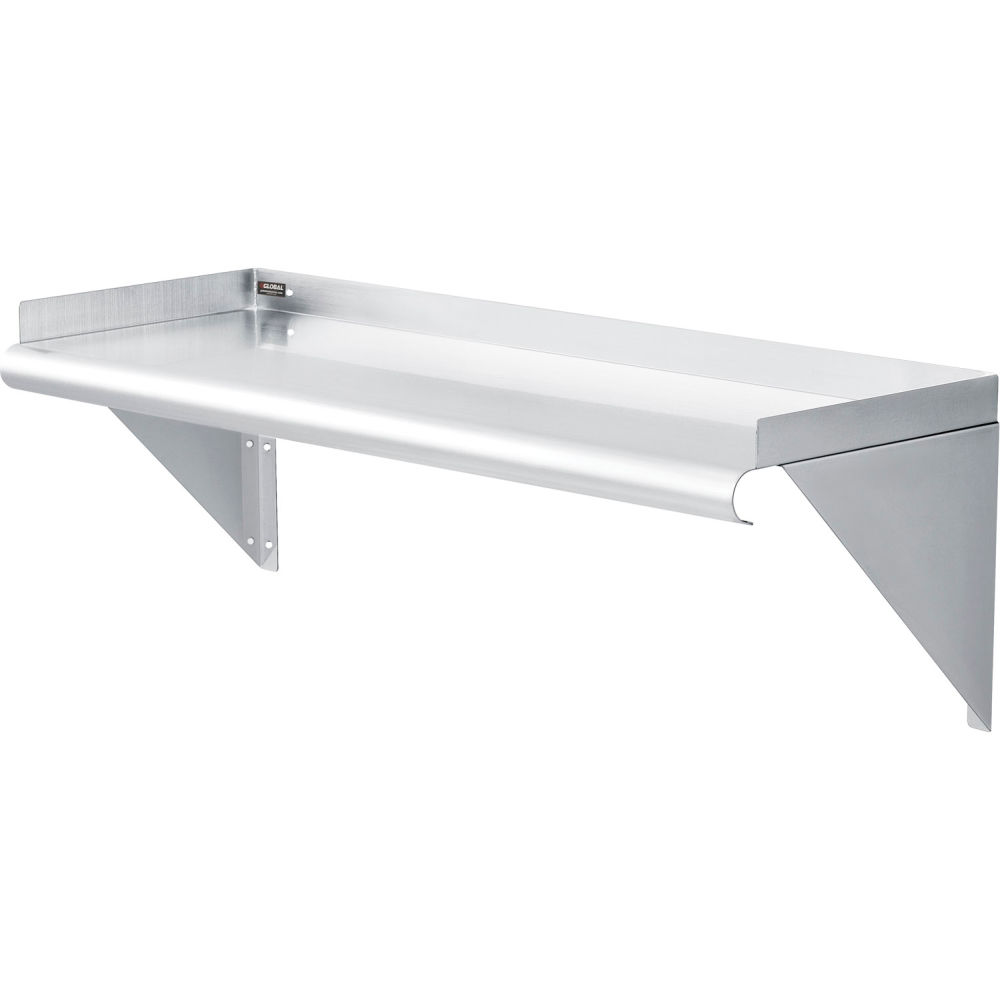 Global Industrial 493627 Wall Mount Shelf with 1 Lip 18 Gauge 430 Stainless Steel 36 x 12 in.