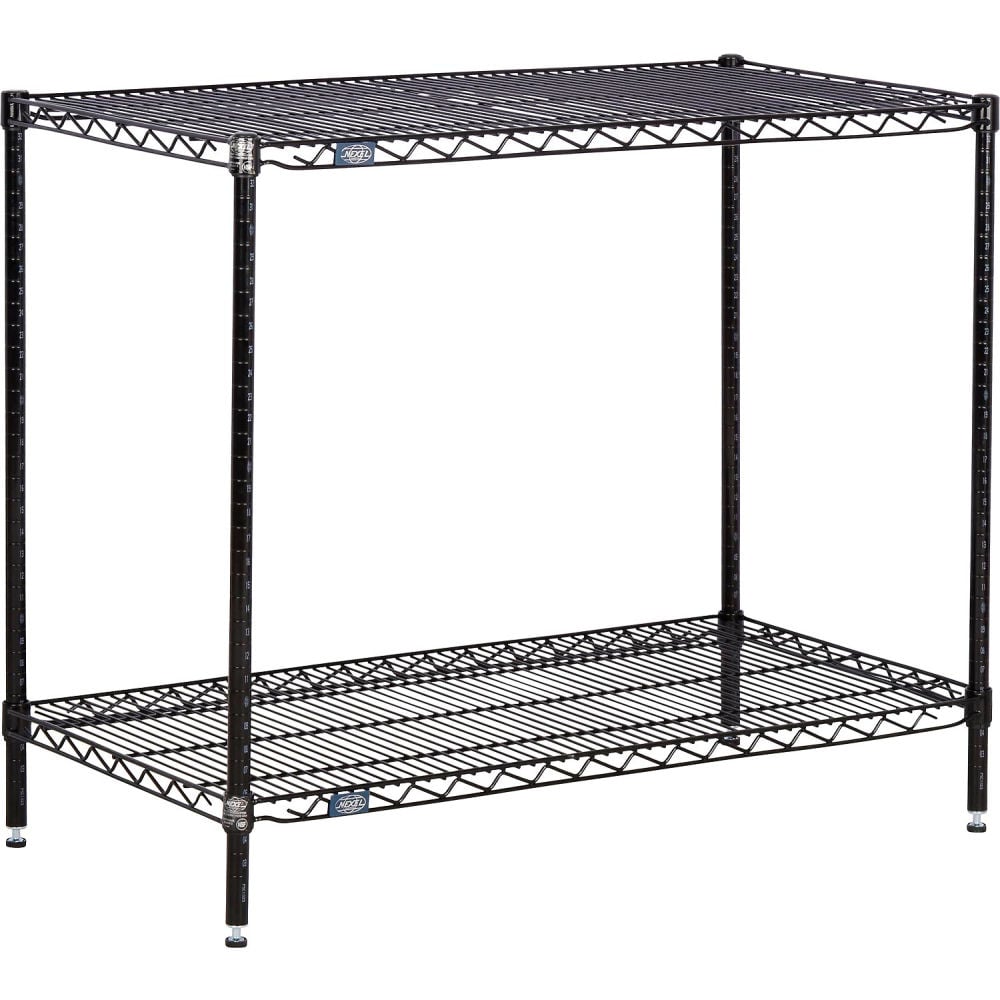 Global Industrial 24483B2 Nexel 2 Shelf Black Epoxy Wire Shelving Unit Starter - 48 x 24 x 34 in.