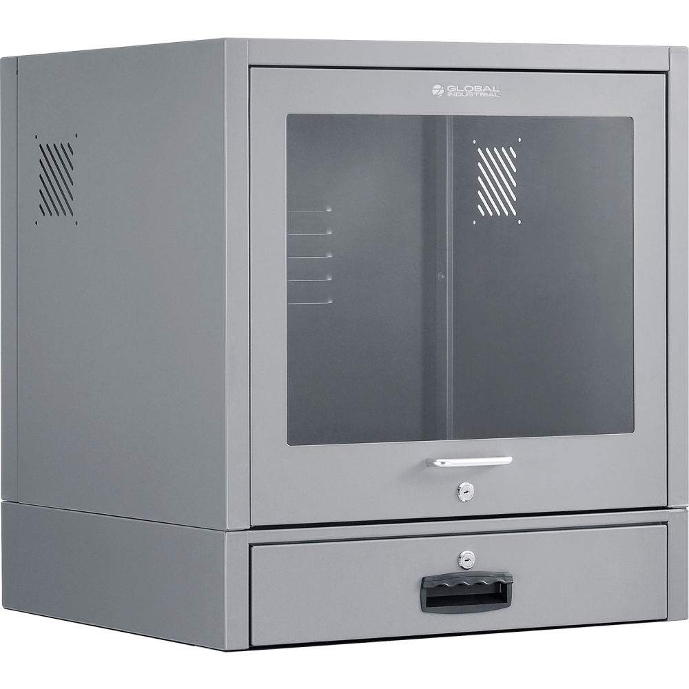 Global Industrial 607294DG Countertop CRT Computer Cabinet, Dark Gray