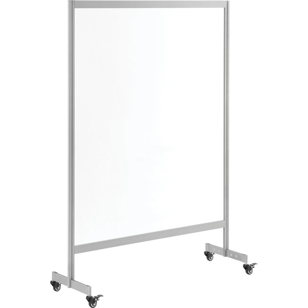 Clear Mobile Divider - Acrylic - 43 x 60 in. - Modern Silver Finish