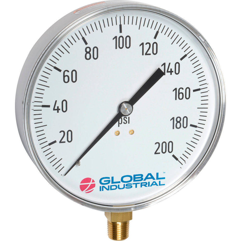 Picture of Global Industrial B2781390 4.5 in. Contractor Gauge - 60 PSI 0.25 in. NPT LM Stainless Steel
