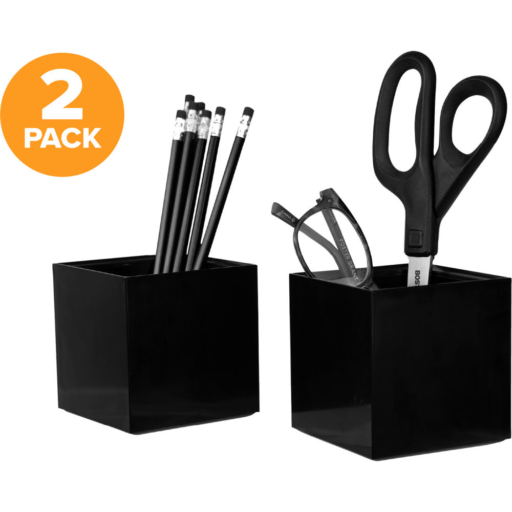 B3085405 Bostitch Office Konnec Stackable Pencil Cup, Black - Pack of 2