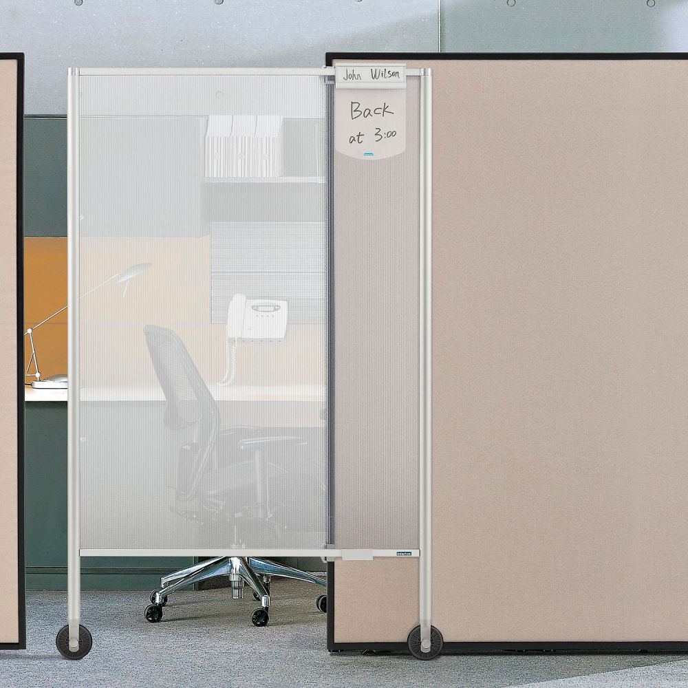 Global Industrial 695940 Interion Rolling Privacy Screen for Partition Panels - 38 x 58 in. - Frosted
