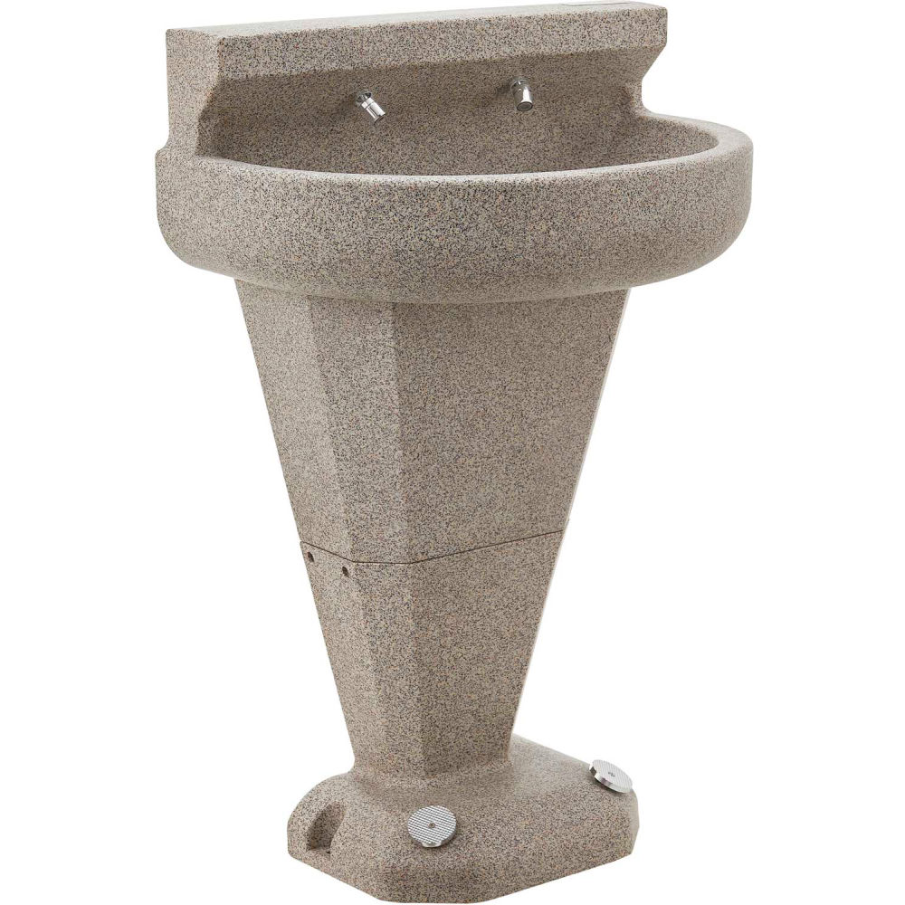 Pedestal Wash Fountain - Tan - 2 Stations - Foot-Operated Convenience