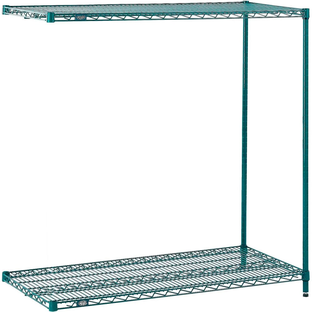 Global Industrial A12363G2 Nexel 2 Shelf Poly-Green Add-On Wire Shelving Unit - 36 x 12 x 34 in.