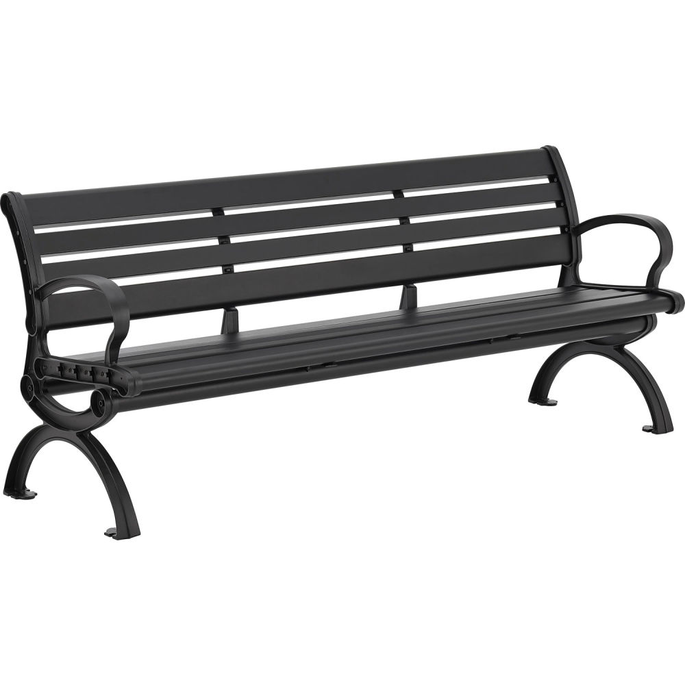 Aluminum Park Bench - Black - 6 ft - Durable & Rustproof