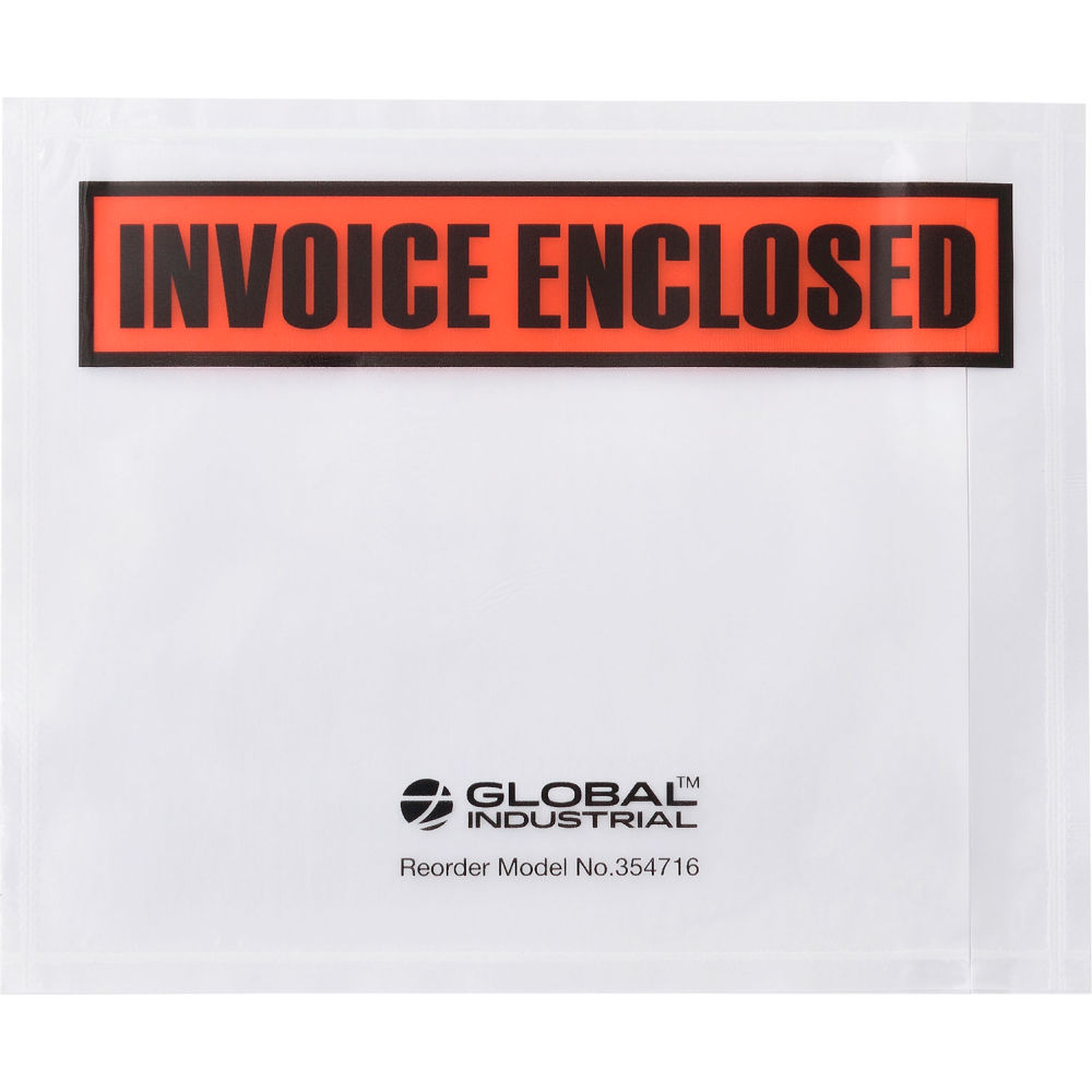 Global Industrial 354716 Panel Face Envelopes Invoice Enclosed, Orange - 4.5 x 5.5 in.- Pack of 1000
