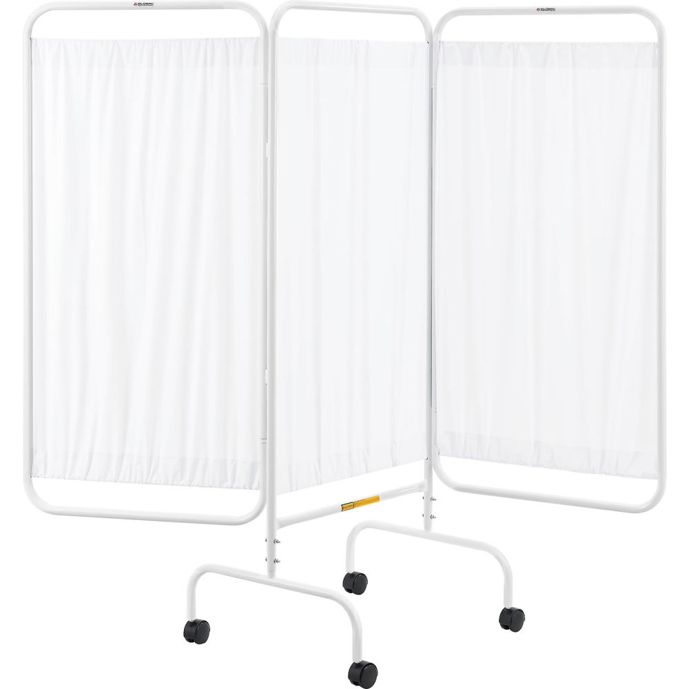Global Industrial 732141 Mobile 3-Panel Privacy Screen Vinyl Panels - 79.5 x 68 in. - White
