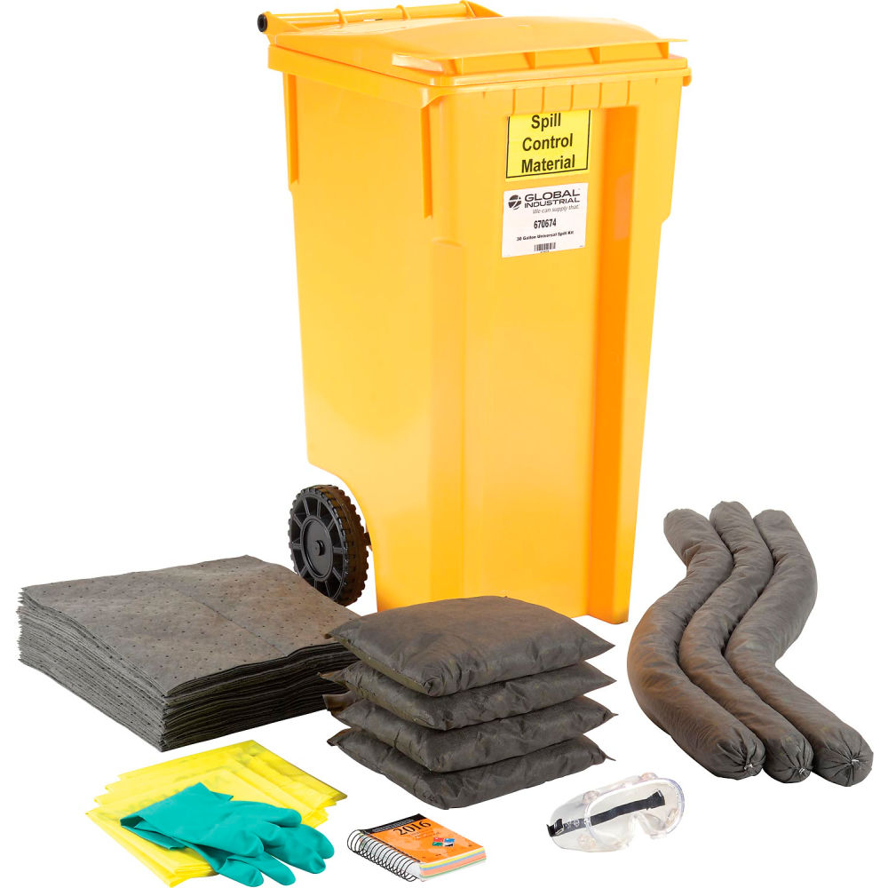Global Industrial 670674 30 gal Universal Wheeled Spill Kit