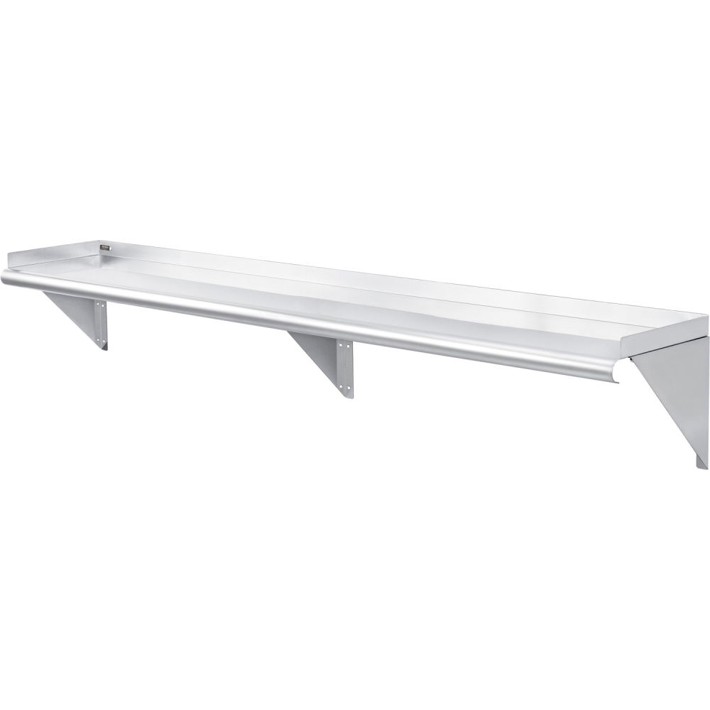 Global Industrial 493630 Wall Mount Shelf with 1.5 in. Lip 18 Gauge 430 Stainless Steel 72 x 12 in.