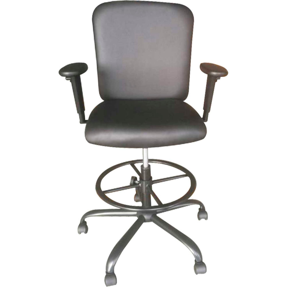 Picture of Global Industrial 695658-AM Interion Protective PU Leather Big & Tall Drafting Stool&#44; Black