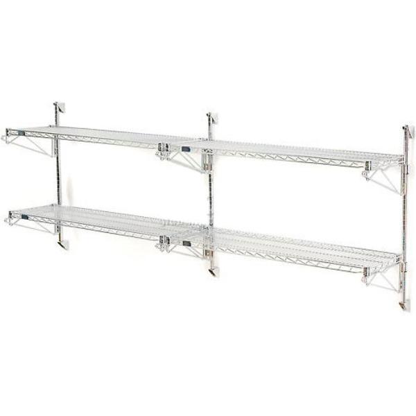 Nexel Wall Mount Wire Shelving - Poly-Green - 72 x 24 x 34 in. - 2-Shelf Add-On - Durable Steel Construction
