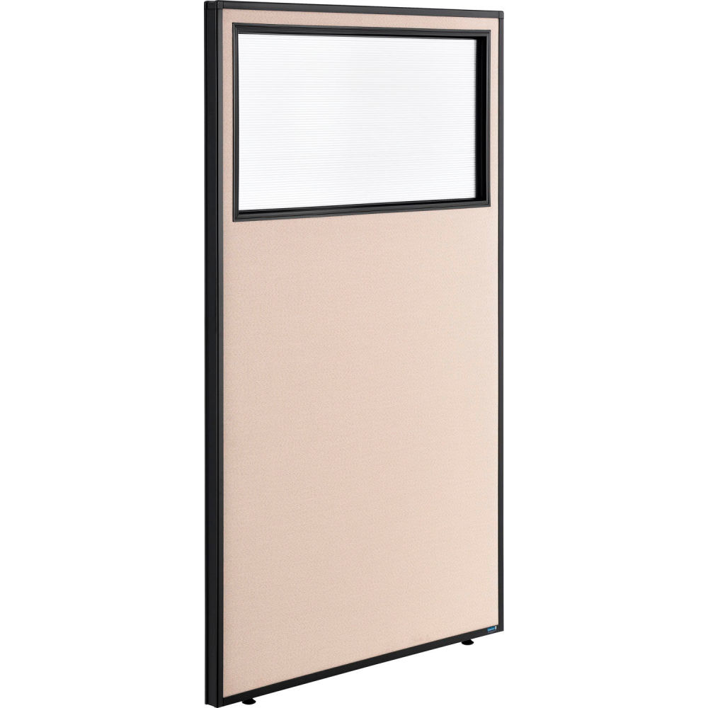 Global Industrial 694659WTN Interion Office Partition Panel with Partial Window 36.25 x 60 in. - Tan
