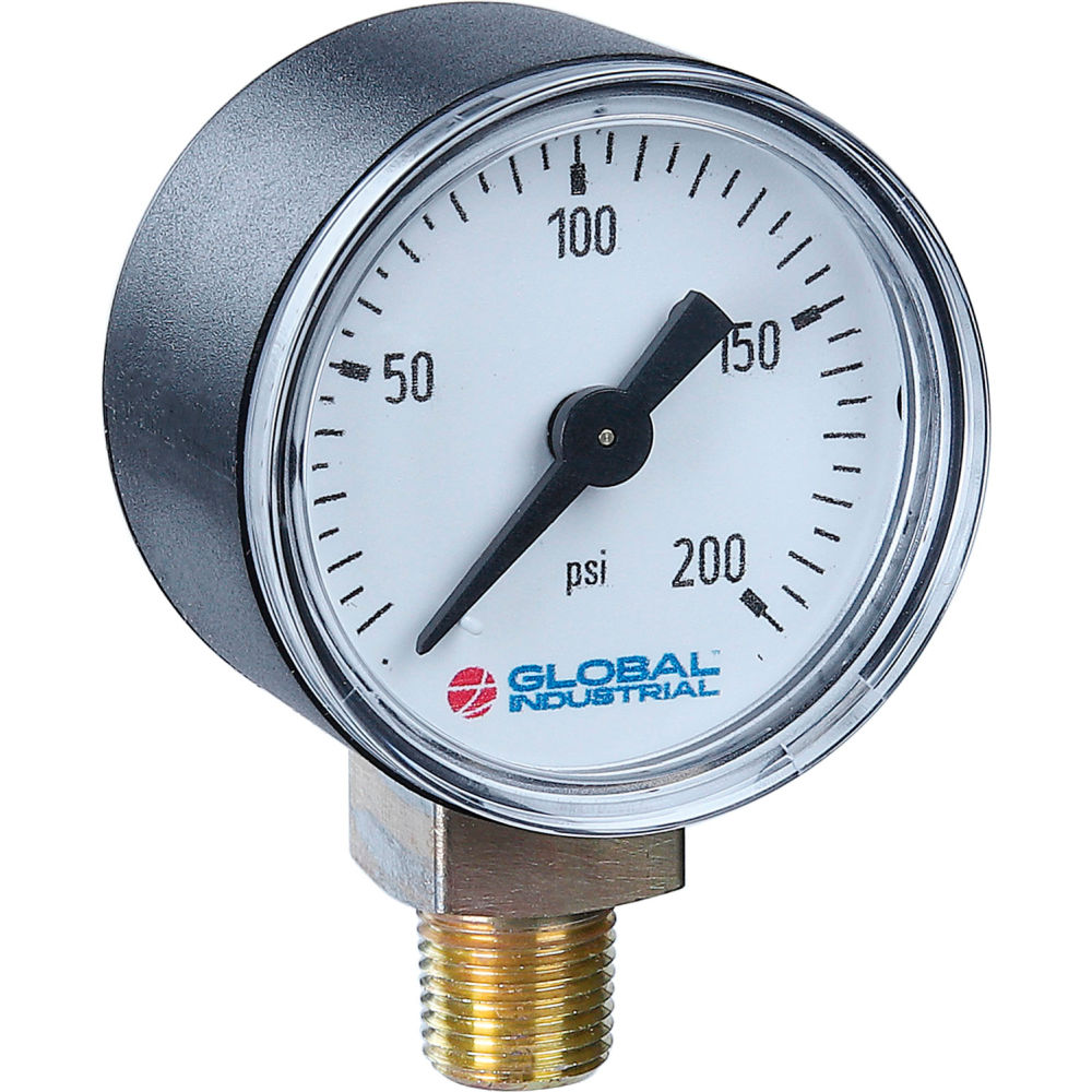 2in. Pressure Gauge - Black - 100 PSI - Durable Brass Components