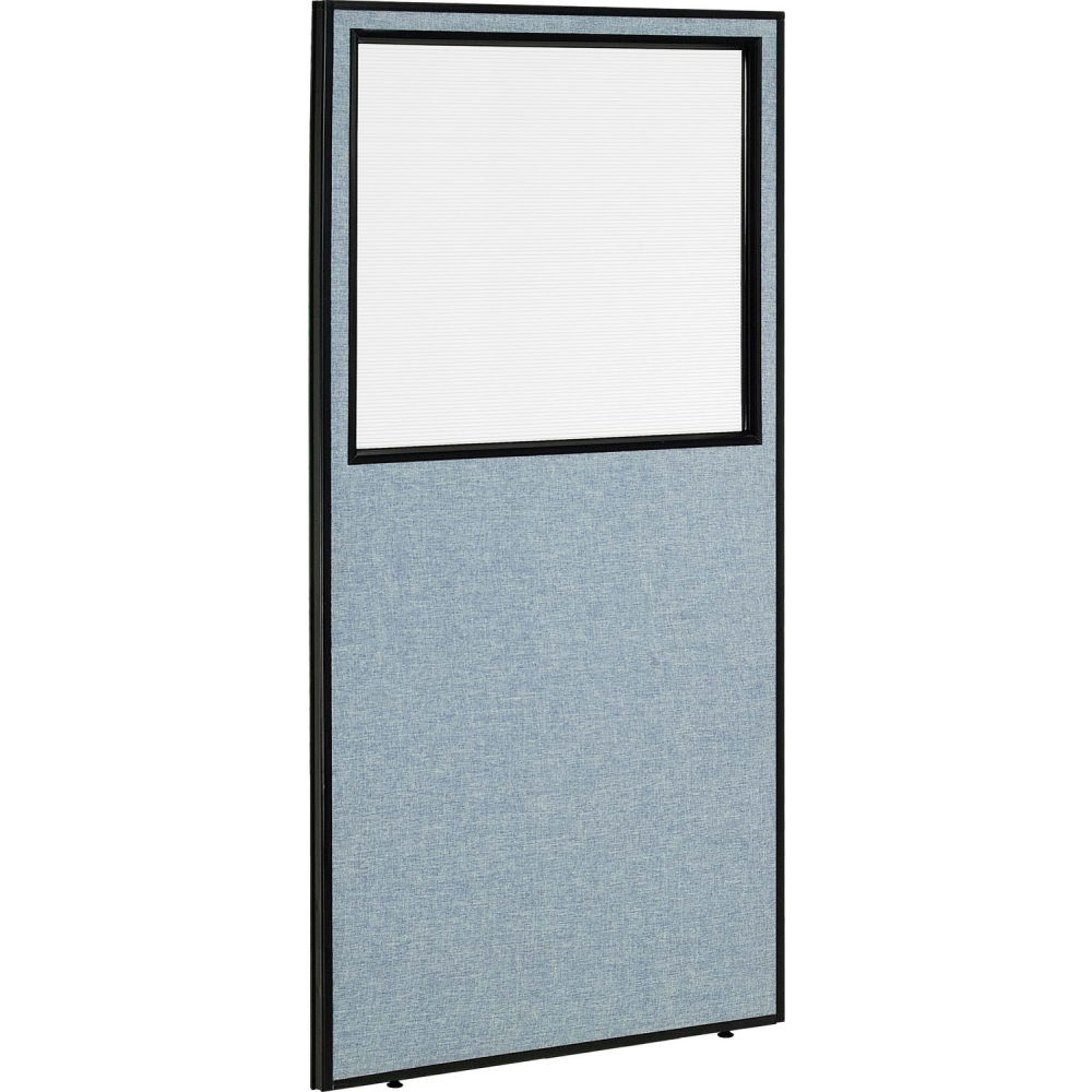 Global Industrial 695787WBL Interion Office Partition Panel with Partial Window 24.25 x 96 in. - Blue
