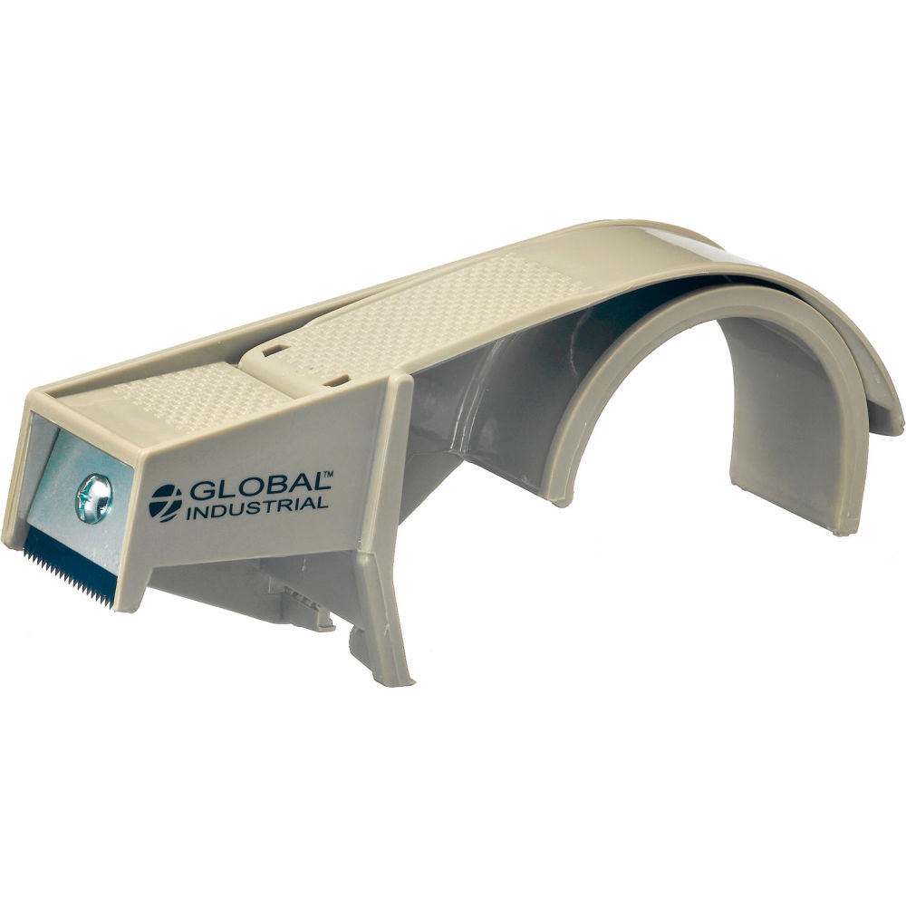 Strapping Tape Dispenser, 1 in Max. Tape Width, 3 in Tape Core Dia., Clam Shell, Plastic, Steel, Tan