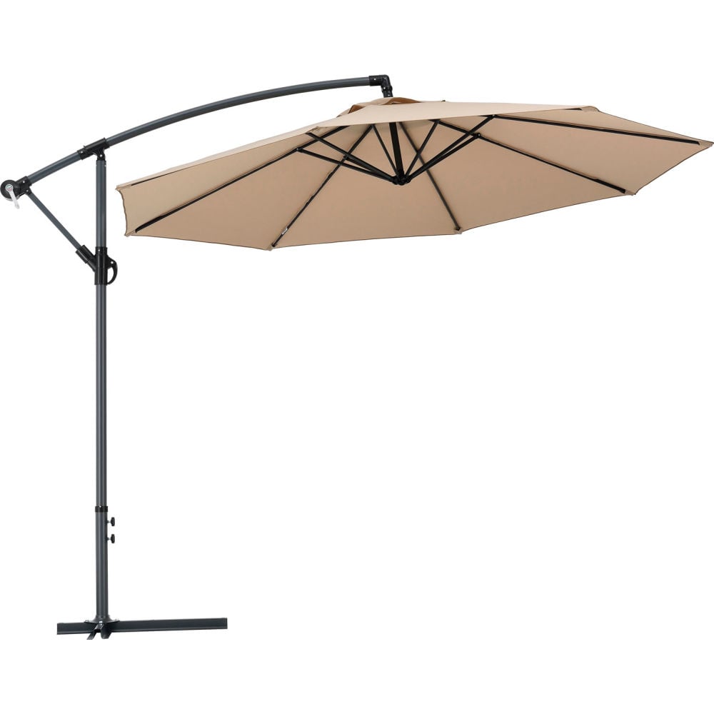 Cantilever Umbrella - Tan - 10 ft - Cross Brace - Crank Tilt