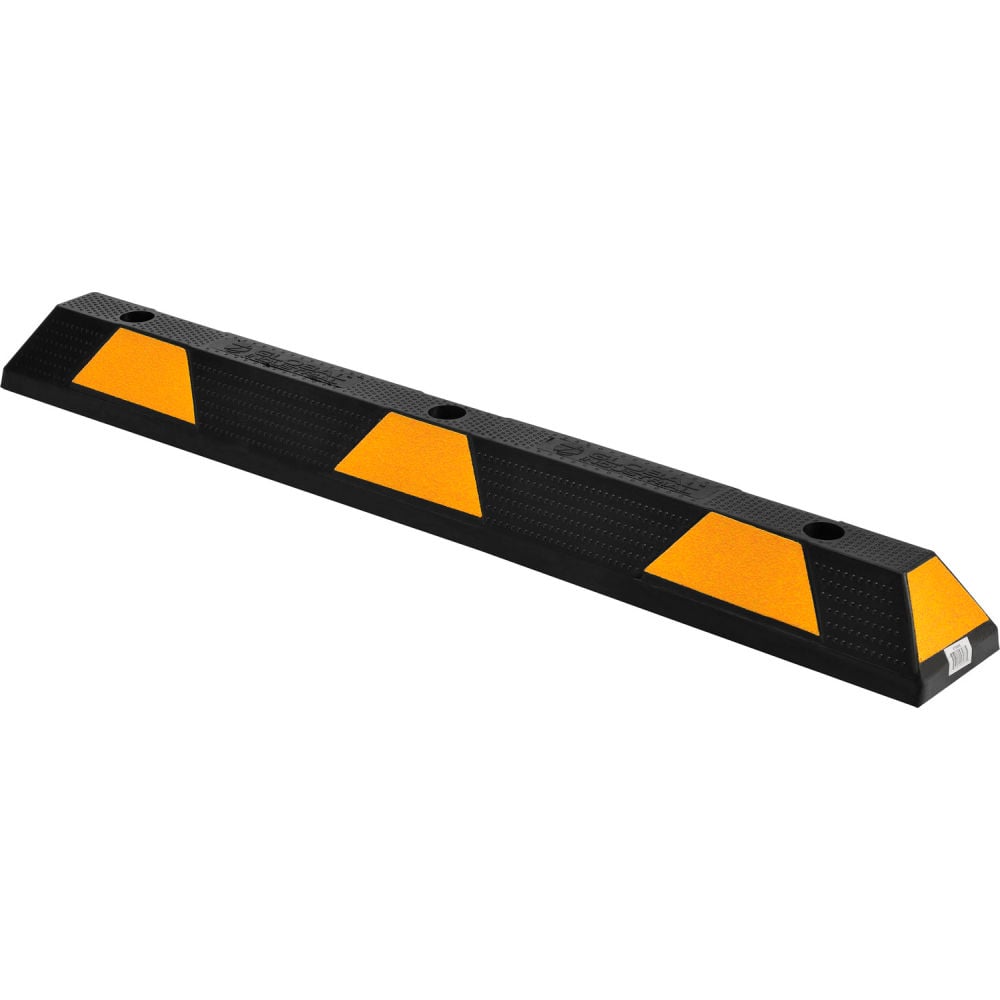Rubber Parking Stop - Black with Yellow Stripes - 48 in. - Durable UV Resistant
