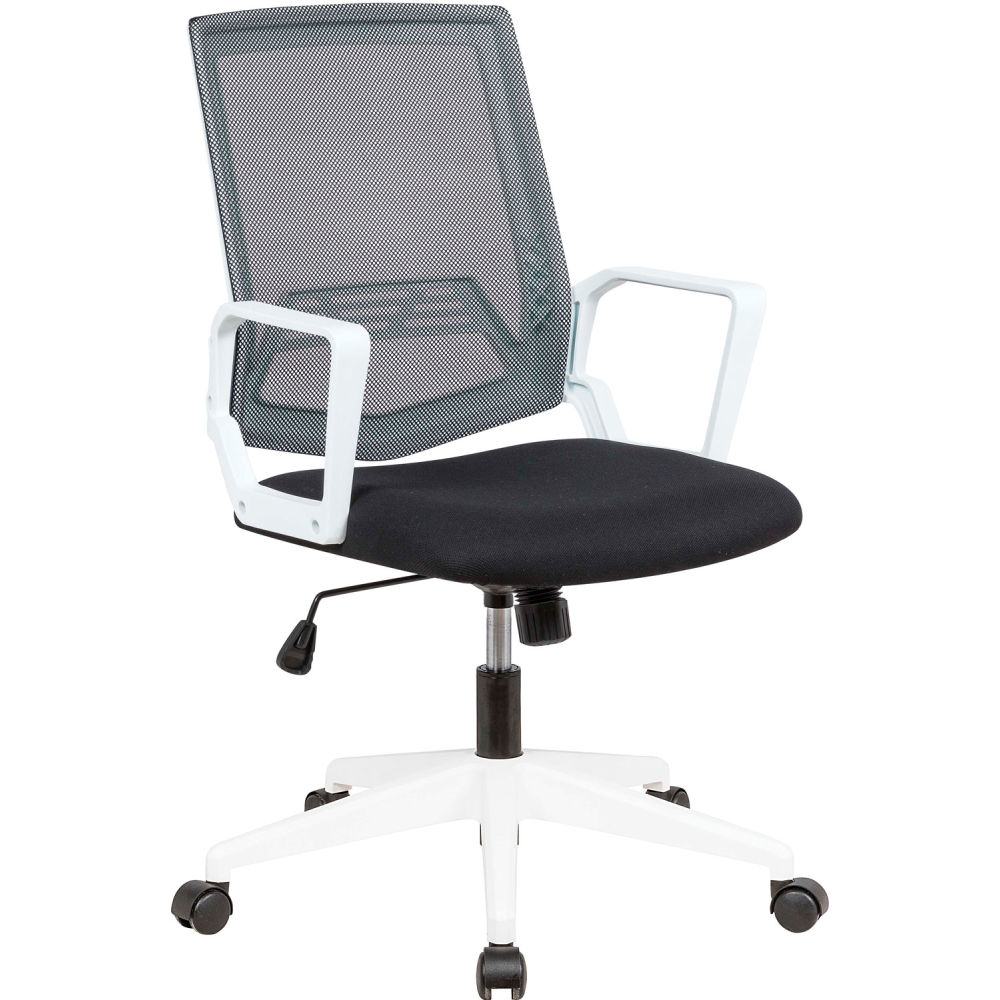 Global Industrial 695941 Interion Mesh Task Chair with Fabric Seat Black with White Frame