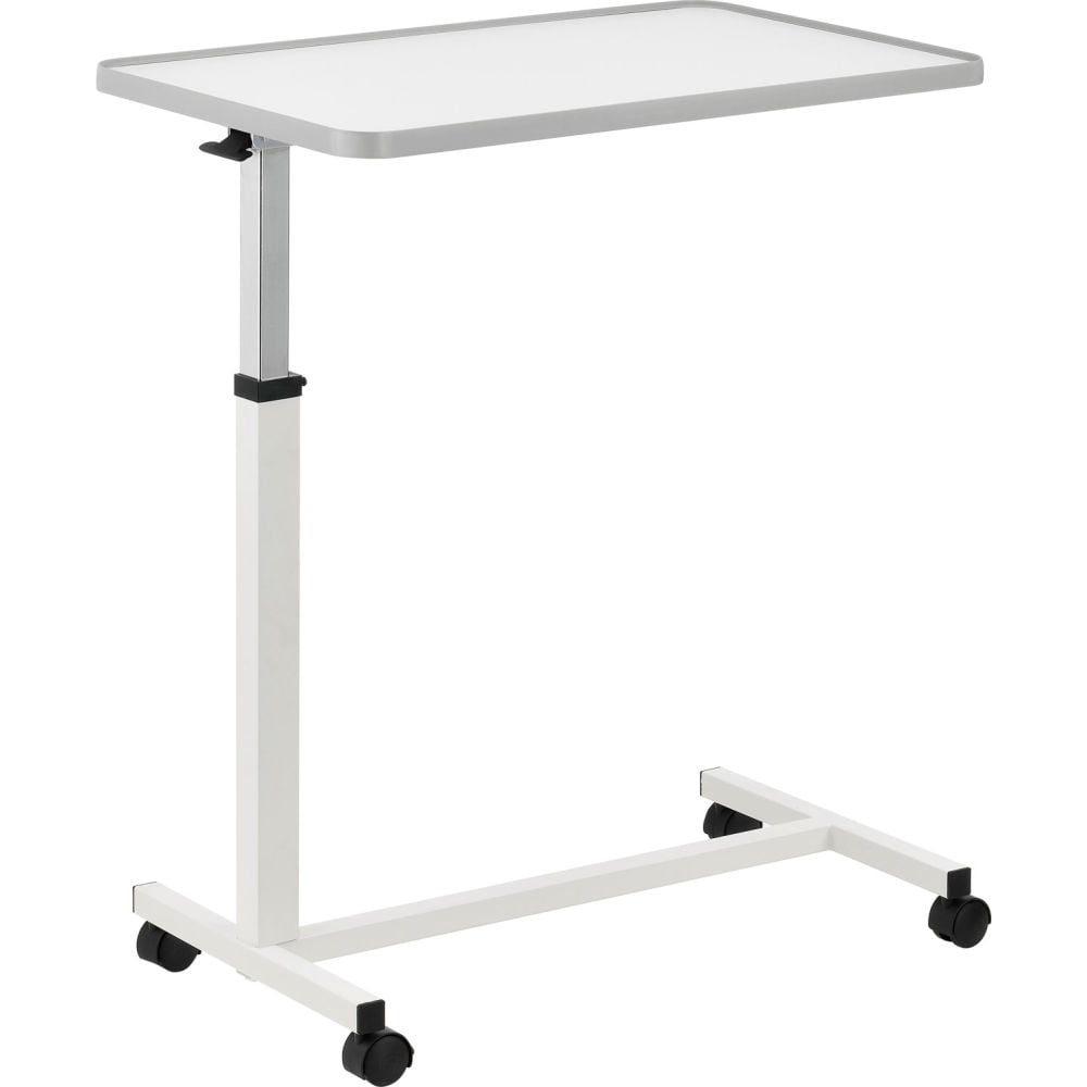 Global Industrial 436965WH Heavy Duty Overbed Table with H-Base White Laminate Tabletop