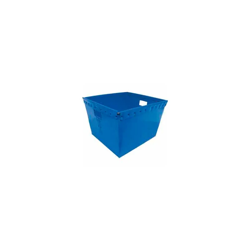 Corrugated & Nestable Storage Tote, 21 in L x 19 in W x 14 in H, Blue, Plastic, 4 PK