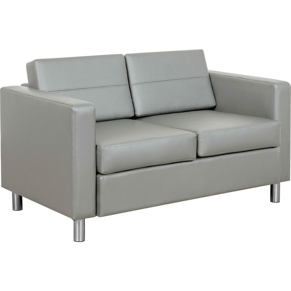 Global Industrial 695736GY-AM Interion Protective Upholstered Leather Loveseat, Gray