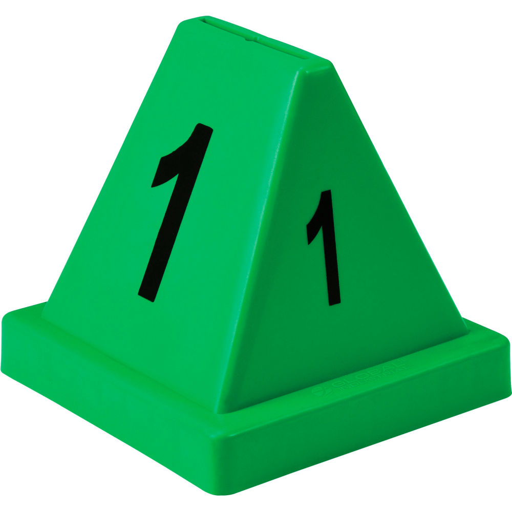 Numbered Cones, 1-20, 4-1/2L x 4-1/2W x 4-3/8H, Green