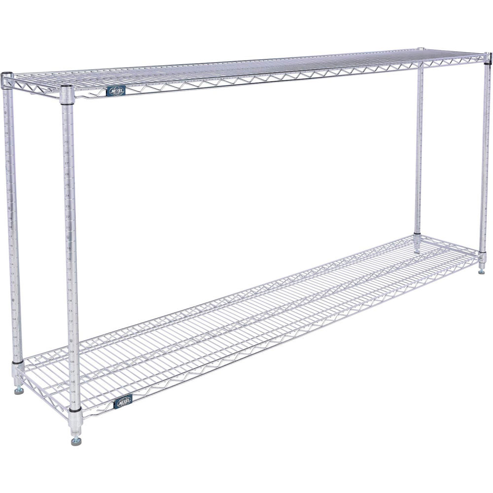 Global Industrial 14723ESD2 Nexel 2 Shelf Chrome ESD Wire Shelving Unit Starter - 72 x 14 x 34 in.