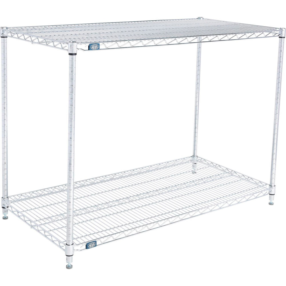 Global Industrial 24483ESD2 Nexel 2 Shelf Chrome ESD Wire Shelving Unit Starter - 48 x 24 x 34 in.