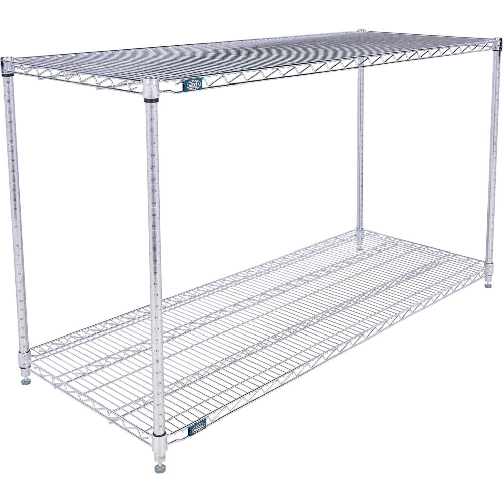 Global Industrial 24603ESD2 Nexel 2 Shelf Chrome ESD Wire Shelving Unit Starter - 60 x 24 x 34 in.