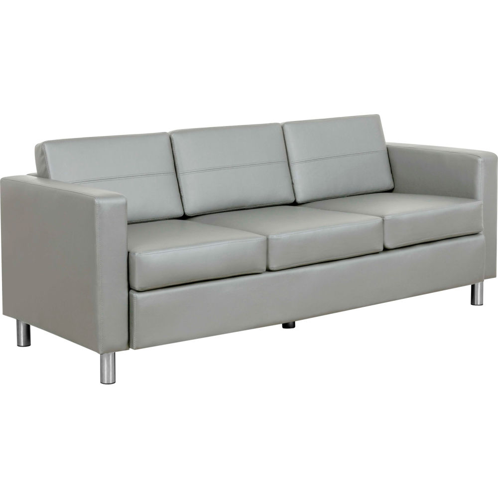 Global Industrial 695737GY-AM Interion Protective Upholstered Leather Sofa - Gray