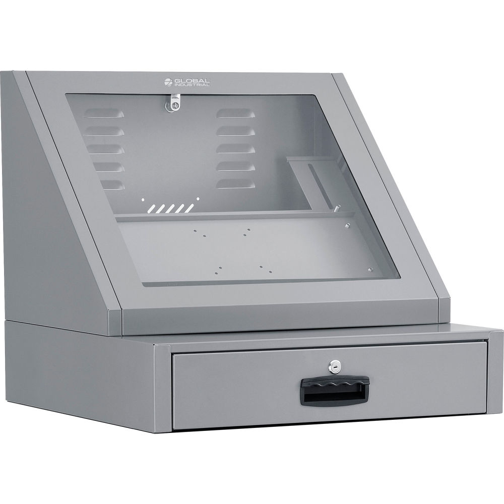 Global Industrial 273114DG Countertop LCD Console Computer Cabinet, Dark Gray