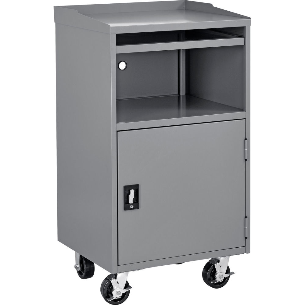 Global Industrial 694561GY Mobile Computer Workstation, Dark Gray Unassembled