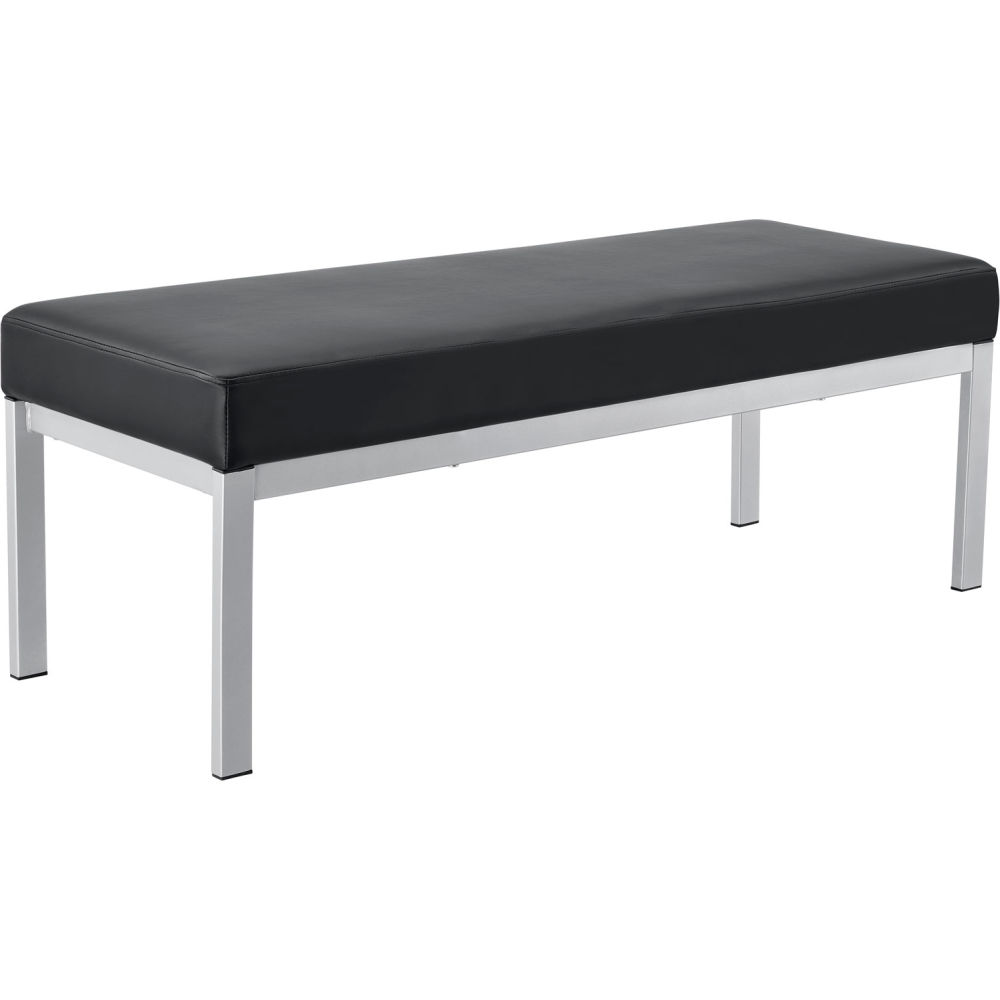 Picture of Global Industrial 695866 Interion Synthetic Leather Reception Bench - Black with Silver Frame