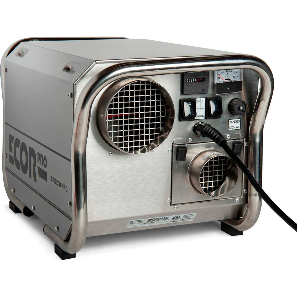 Picture of Ecor Pro B2378793 Pro Steel Desiccant Dehumidifier 4 Hole System 11.7 Amps 1400 Watt 115V 95 Pints&#44; Silver