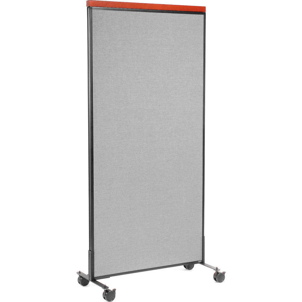 Global Industrial 695792MGY Interion Mobile Deluxe Office Partition Panel 36.25 x 100.5 in. - Gray