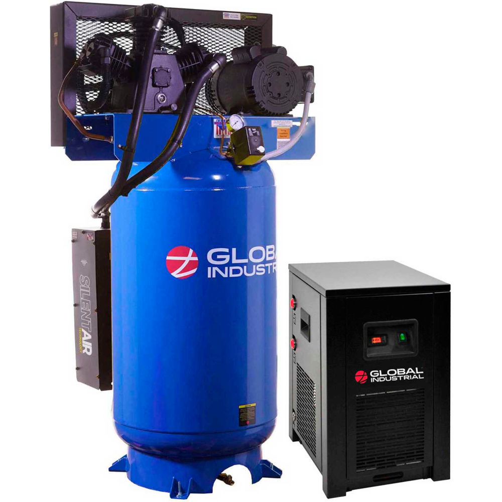 Global Industrial 133680 Silent Air Compressor with Dryer Two Stage Piston 5 HP 80 gal 1 Phase 230V -  GLOBAL INDUSTRIES