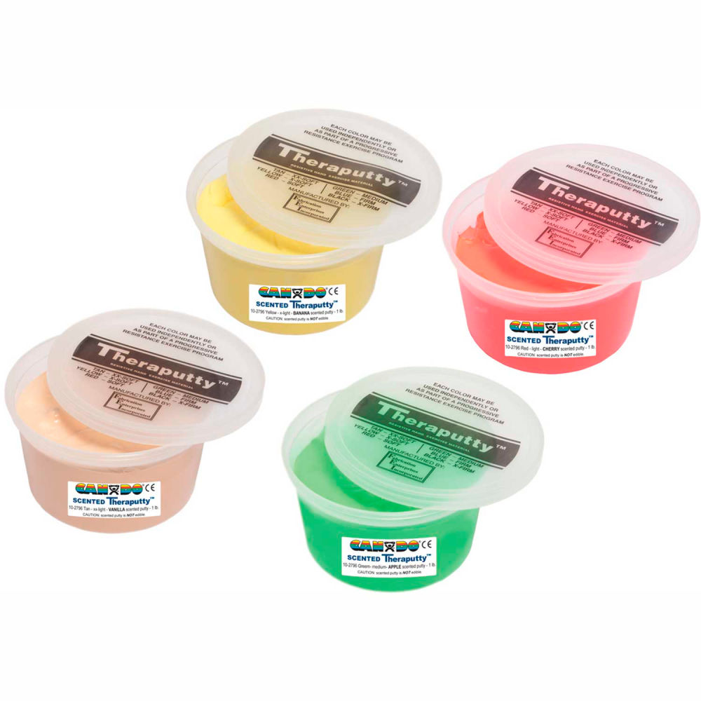 B2176959 TheraPutty Scented Exercise Putty 1 lbs Set - Tan - Yellow - Red - Green - 4 Piece
